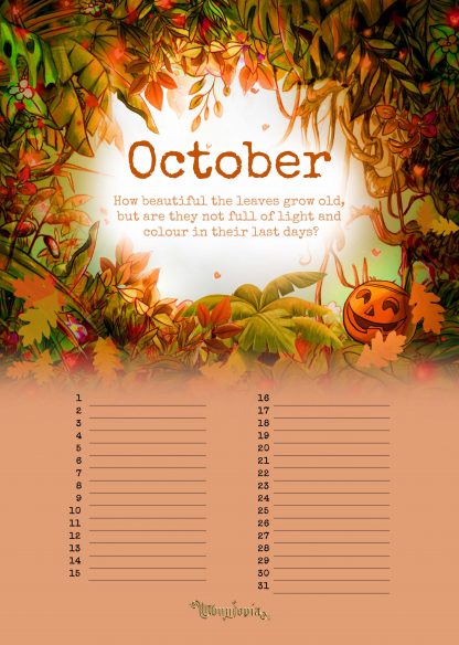 Ubuntopia Year Calendar Inkijkpagina October